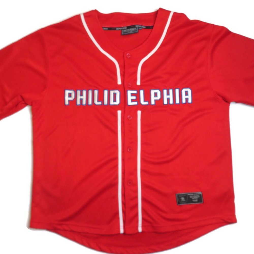 Renegade Sportswear‎ Philidelphia Baseball Jersey Mens 2XL Red Sewn Button Up
